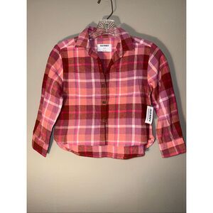 Old navy plaid button up long sleeve S (6-7) NWT #660